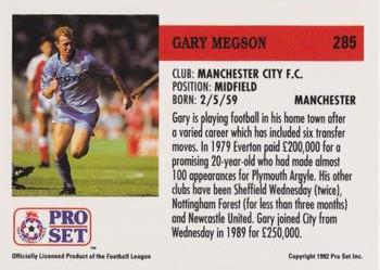 1991-92 Pro Set (England) #285 Gary Megson  Back