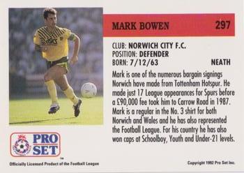 1991-92 Pro Set (England) #297 Mark Bowen  Back