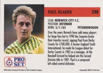 1991-92 Pro Set (England) #298 Paul Blades  Back