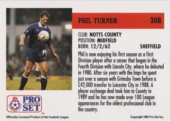 1991-92 Pro Set (England) #308 Phil Turner  Back