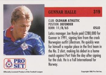 1991-92 Pro Set (England) #319 Gunnar Halle  Back