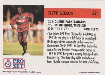 1991-92 Pro Set (England) #321 Clive Wilson  Back