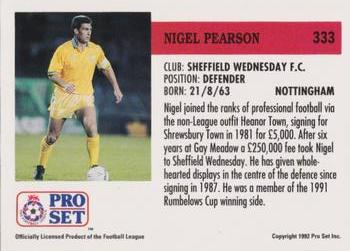 1991-92 Pro Set (England) #333 Nigel Pearson  Back