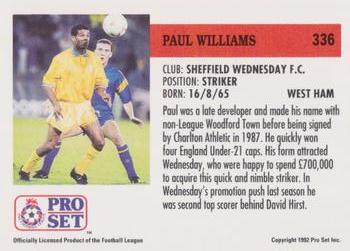 1991-92 Pro Set (England) #336 Paul Williams  Back