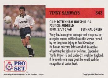 1991-92 Pro Set (England) #343 Vinny Samways  Back