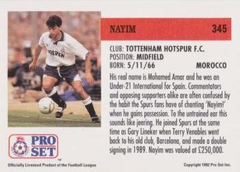 1991-92 Pro Set (England) #345 Nayim  Back