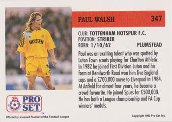 1991-92 Pro Set (England) #347 Paul Walsh  Back