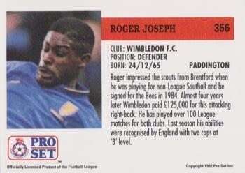 1991-92 Pro Set (England) #356 Roger Joseph  Back