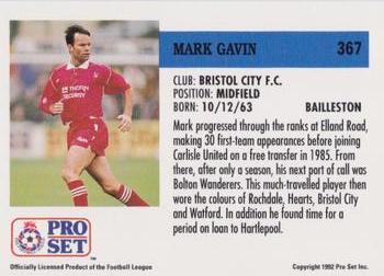 1991-92 Pro Set (England) #367 Mark Gavin  Back