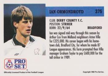1991-92 Pro Set (England) #375 Ian Ormondroyd  Back