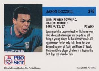 1991-92 Pro Set (England) #378 Jason Dozzell  Back