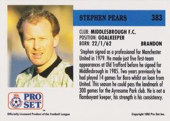 1991-92 Pro Set (England) #383 Stephan Pears  Back