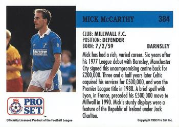 1991-92 Pro Set (England) #384 Mick McCarthy  Back