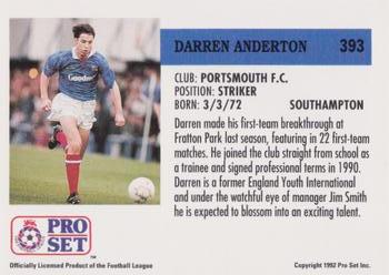 1991-92 Pro Set (England) #393 Darren Anderton  Back