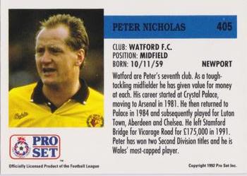1991-92 Pro Set (England) #405 Peter Nicholas  Back