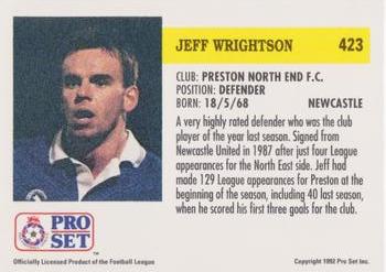 1991-92 Pro Set (England) #423 Jeff Wrightson  Back