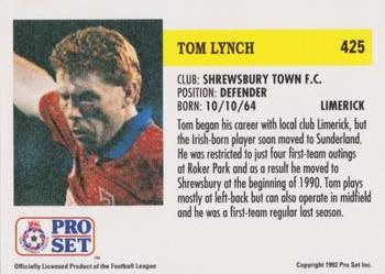 1991-92 Pro Set (England) #425 Tom Lynch  Back
