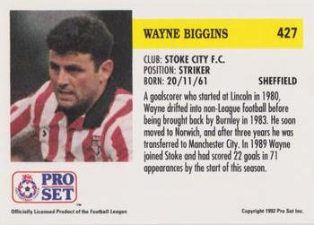 1991-92 Pro Set (England) #427 Wayne Biggins  Back
