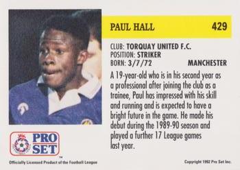 1991-92 Pro Set (England) #429 Paul Hall  Back