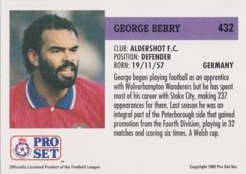 1991-92 Pro Set (England) #432 George Berry  Back