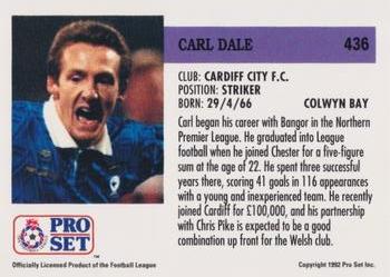 1991-92 Pro Set (England) #436 Carl Dale Back