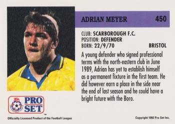 1991-92 Pro Set (England) #450 Adrian Meyer  Back