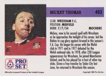 1991-92 Pro Set (England) #453 Mickey Thomas  Back