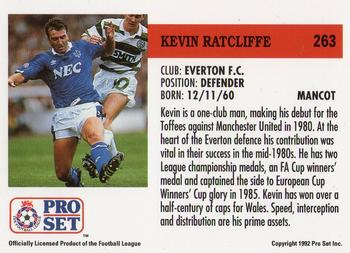 1991-92 Pro Set (England) #263 Kevin Ratcliffe  Back