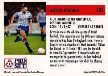 1991-92 Pro Set (England) #292 Bryan Robson  Back