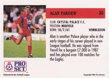 1991-92 Pro Set (England) #30 Alan Pardew Back