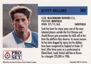 1991-92 Pro Set (England) #362 Scott Sellars  Back