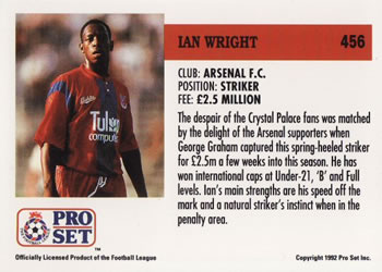 1991-92 Pro Set (England) #456 Ian Wright  Back