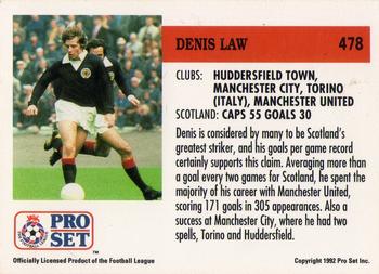1991-92 Pro Set (England) #478 Denis Law  Back