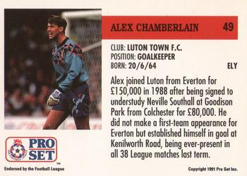 1991-92 Pro Set (England) #49 Alec Chamberlain Back