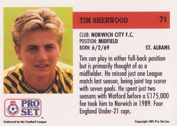 1991-92 Pro Set (England) #71 Tim Sherwood Back