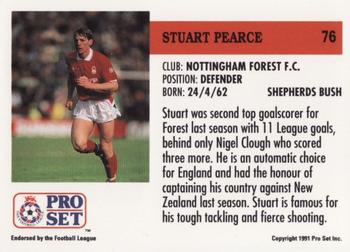 1991-92 Pro Set (England) #76 Stuart Pearce Back