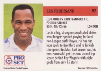 1991-92 Pro Set (England) #92 Les Ferdinand Back