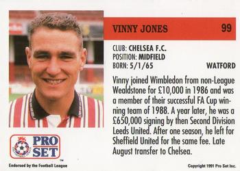 1991-92 Pro Set (England) #99 Vinnie Jones  Back