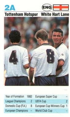 1992 Waddingtons Super Top Trumps European Club Football #2A Tottenham Hotspur Front