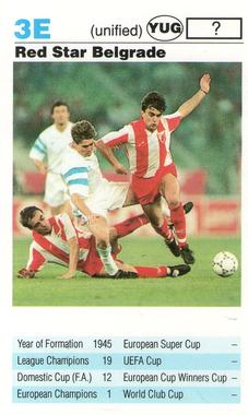 1992 Waddingtons Super Top Trumps European Club Football #3E Red Star Belgrade Front