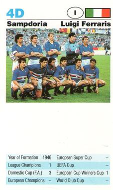1992 Waddingtons Super Top Trumps European Club Football #4D Sampdoria Front