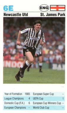 1992 Waddingtons Super Top Trumps European Club Football #6E Newcastle United Front