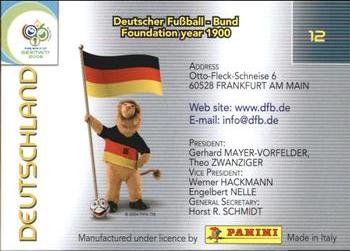 2006 Panini World Cup #12 Deutschland Back