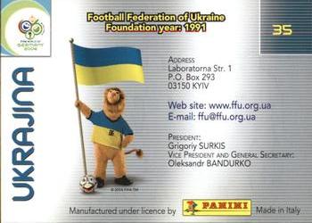 2006 Panini World Cup #35 Ukrajina Back