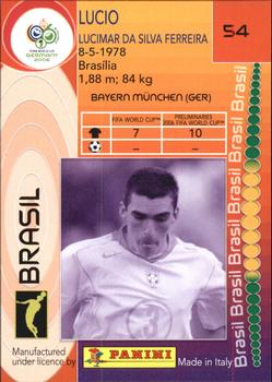2006 Panini World Cup #54 Lucio Back