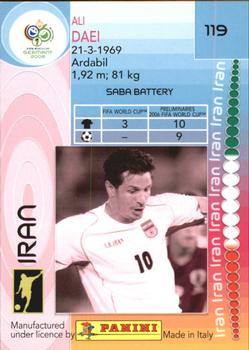 2006 Panini World Cup #119 Ali Daei Back