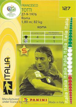 2006 Panini World Cup #127 Francesco Totti Back