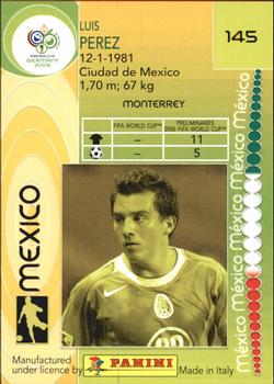 2006 Panini World Cup #145 Luis Perez Back