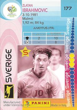 2006 Panini World Cup #177 Zlatan Ibrahimovic Back