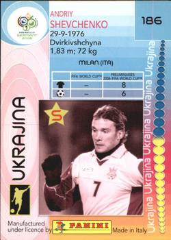 2006 Panini World Cup #186 Andriy Shevchenko Back
